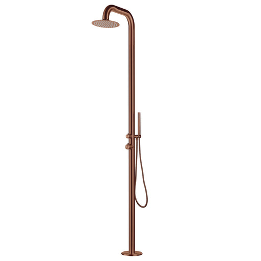 Costera Sol Rose Gold Outdoor Shower for Boutique Hotels & Spa Patios, Freestanding Stainless