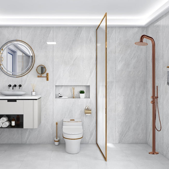 Costera Sol Rose Gold Outdoor Shower for Boutique Hotels & Spa Patios, Freestanding Stainless