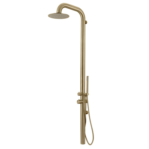Costera Terraza Gold Wall-Mounted Exterior Shower Fixture for Cabanas & Pool Houses