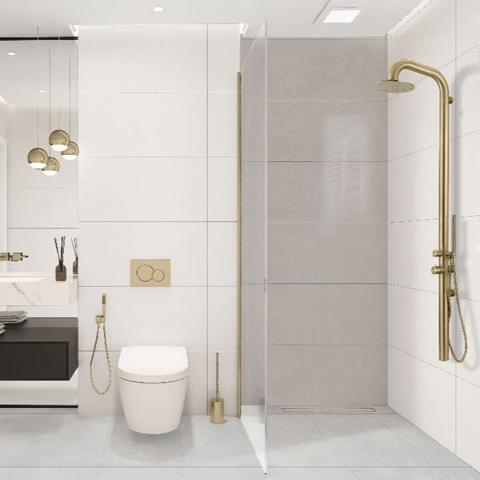 Costera Terraza Gold Wall-Mounted Exterior Shower Fixture for Cabanas & Pool Houses