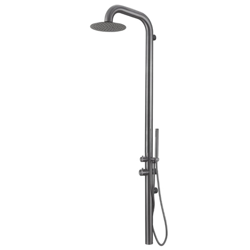 Costera Terraza Gunmetal Grey Wall-Mounted Shower Column, Rain Head + Handheld Sprayer