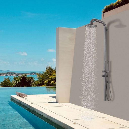 Costera Terraza Gunmetal Grey Wall-Mounted Shower Column, Rain Head + Handheld Sprayer
