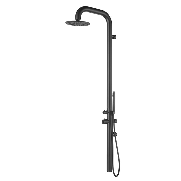 Costera Terraza Matte Black Wall Mount Pool Shower, 9.84" Rainfall Head, Hot & Cold