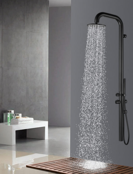 Costera Terraza Matte Black Wall Mount Pool Shower, 9.84" Rainfall Head, Hot & Cold