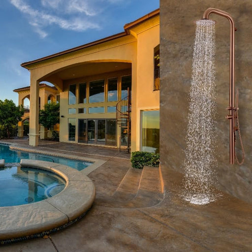 Costera Terraza Rose Gold Wall Mount Rain Shower for Patios, Terraces & Wet Rooms