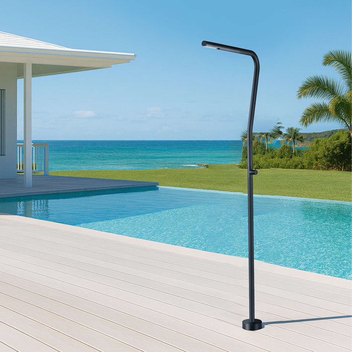 Costera Vela Slim Cold Water Outdoor Shower with Extended-Reach Spray Head – Matte Black