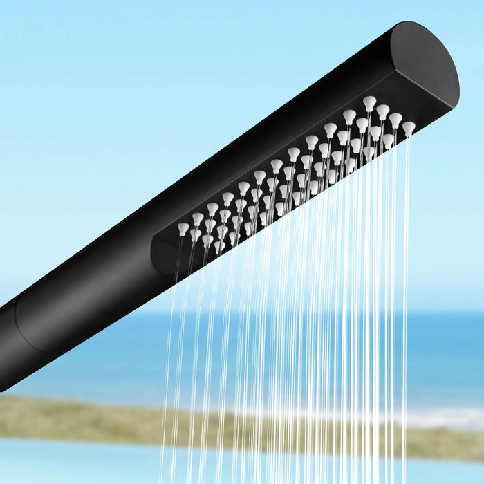 Costera Vela Slim Cold Water Outdoor Shower with Extended-Reach Spray Head – Matte Black