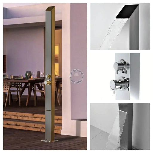 Toorak Silver 316L Marine Grade Stainless Steel Outdoor Pool Shower Tower - The Fountain Direct 