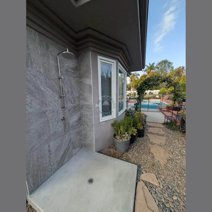 NW Showers Delta 316L Marine Grade Stainless Steel Wall-Mounted Outdoor Shower with Hand Shower and Mixer - The Fountain Direct 