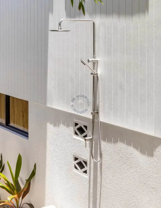 Delta 316L Marine Grade Stainless Steel Wall-Mounted Outdoor Shower with Hand Shower and Mixer - The Fountain Direct 