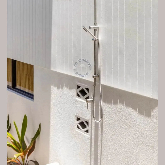 NW Showers Delta 316L Marine Grade Stainless Steel Wall-Mounted Outdoor Shower with Hand Shower and Mixer - The Fountain Direct 