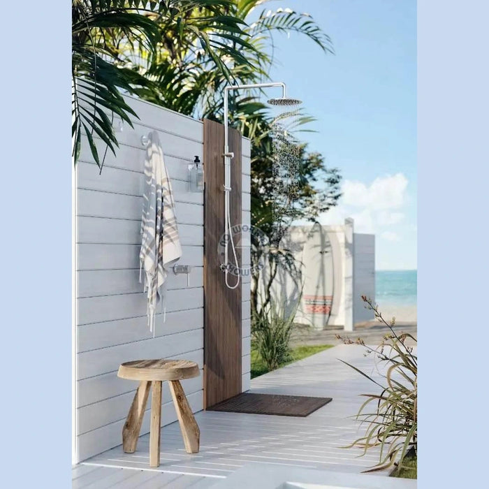 NW Showers Delta 316L Marine Grade Stainless Steel Wall-Mounted Outdoor Shower with Hand Shower and Mixer - The Fountain Direct 