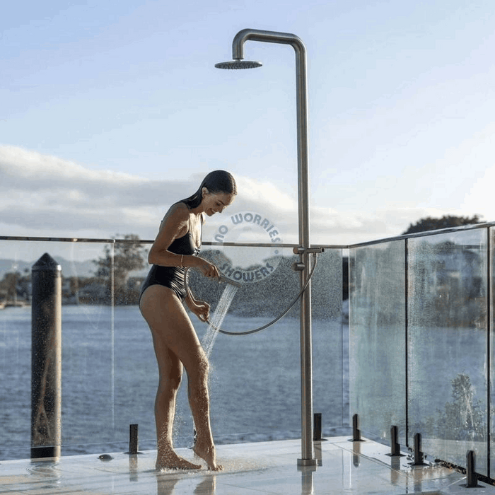 NW Showers Lamez Silver 316L Marine Grade Stainless Steel Pool Shower - The Fountain Direct