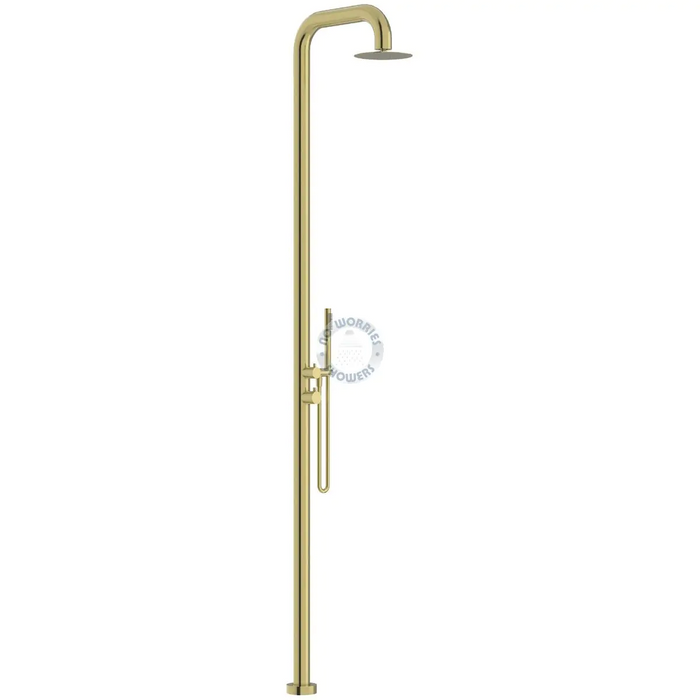 NW Showers Lamez Gold 316L Marine Grade Stainless Steel Outdoor Pool Shower with Hand Shower - The Fountain Direct