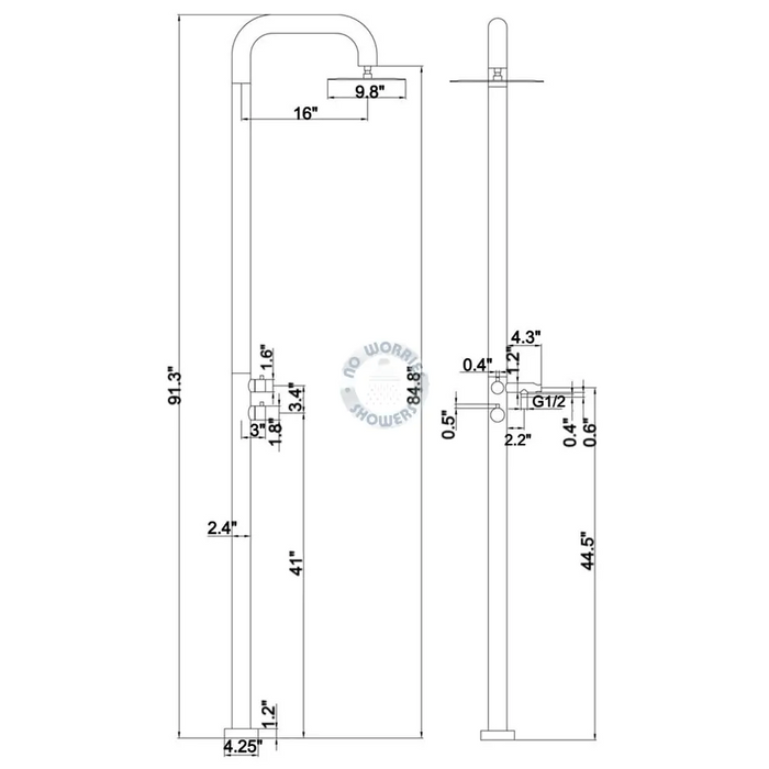 NW Showers Lamez Gold 316L Marine Grade Stainless Steel Outdoor Pool Shower with Hand Shower - The Fountain Direct