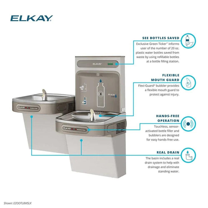 Elkay EZOOTL8WSLK ezH2 Bottle Filling Station with Bi-Level ADA Cooler – Non-Filtered – Refrigerated – Indoor - The Fountain Direct