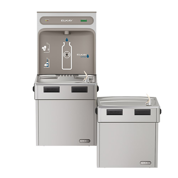 Elkay LMABFTL8WSSK Stainless Steel ezH2O Bottle Filling Station with Bi-Level ADA Cooler – Filtered – Refrigerated – Indoor