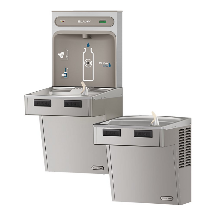 Elkay LMABFTL8WSSK Stainless Steel ezH2O Bottle Filling Station with Bi-Level ADA Cooler – Filtered – Refrigerated – Indoor
