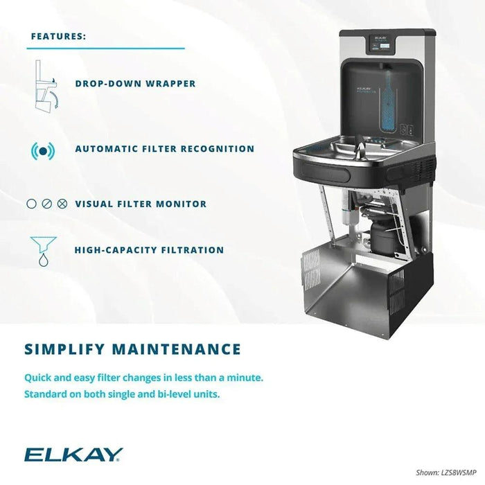Elkay LZSTL8WSSP-PF Stainless Steel Enhanced Bottle Filler with Bi-Level ADA Cooler – Refrigerated - The Fountain Direct