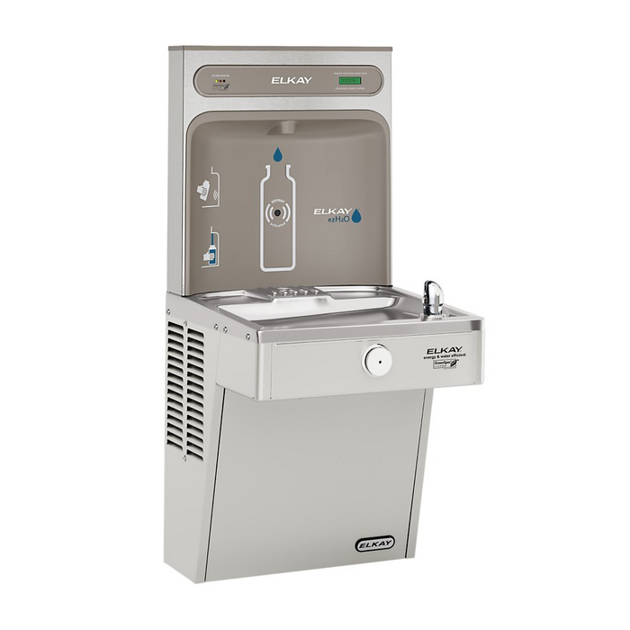 Elkay LVRCGRN8WSK Stainless Steel ezH2O Bottle Filling Station with Single High-Efficiency Vandal-Resistant Cooler – Filtered – Refrigerated