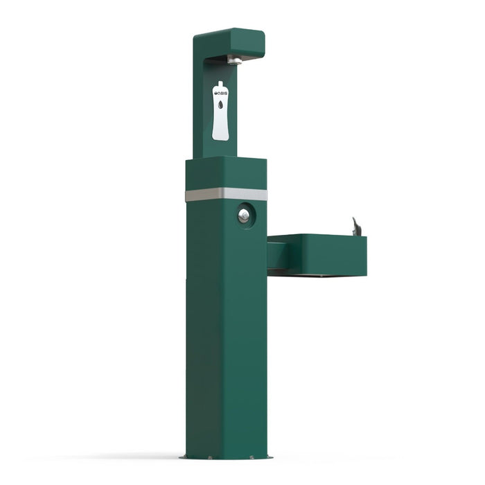Oasis DGM-BC-F-GRN Outdoor, Free-Standing Bottle Filler with Single Drinking Fountain – Non-Refrigerated