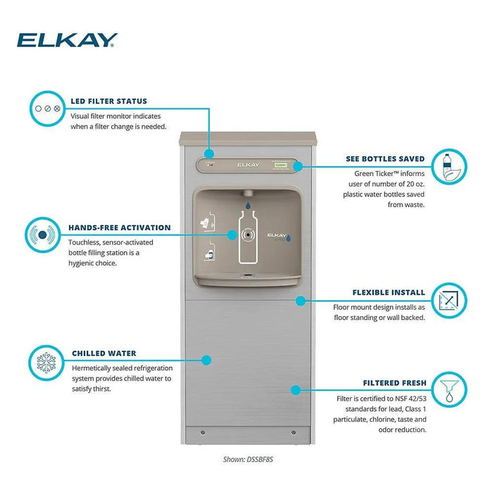 Elkay DSSBF8SP ezH2O® Floor Standing Bottle Filling Station – Filtered & Refrigerated - The Fountain Direct