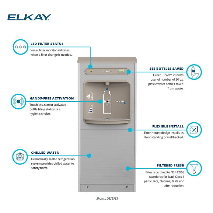 Elkay DSSBF8SP ezH2O® Floor Standing Bottle Filling Station – Filtered & Refrigerated