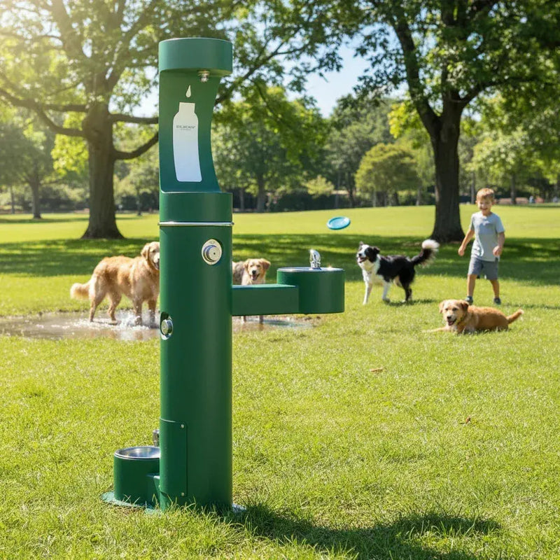 Elkay LK4420BF1UDB outdoor drinking fountain with bottle filler