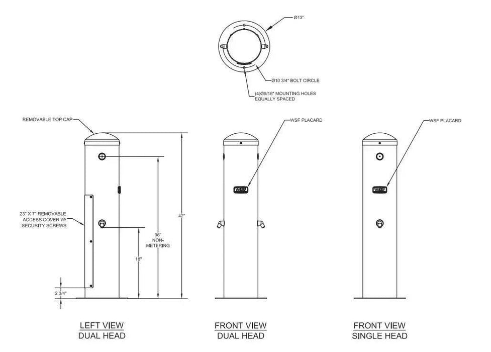 Willoughby WODFS-1 Outdoor Foot Shower – Stainless Steel Column with 1-2 Foot Heads - The Fountain Direct