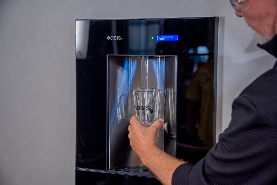 Oasis PWLNEBF-GBL In-Wall Contactless Bottle Filler Drain-Free with Drip Tray – Non-Refrigerated