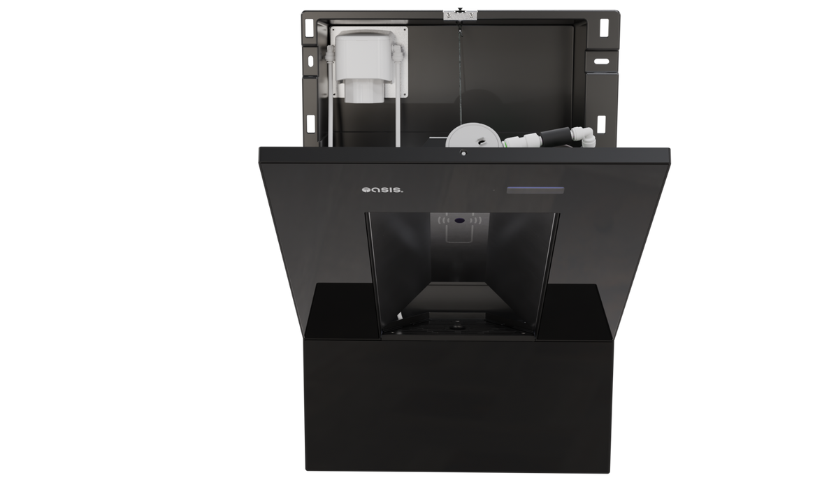 Oasis PWLNEBQ-GBL In-Wall Contactless QUASAR UV-C Bottle Filler Drain-Free with Drip Tray – Non-Refrigerated