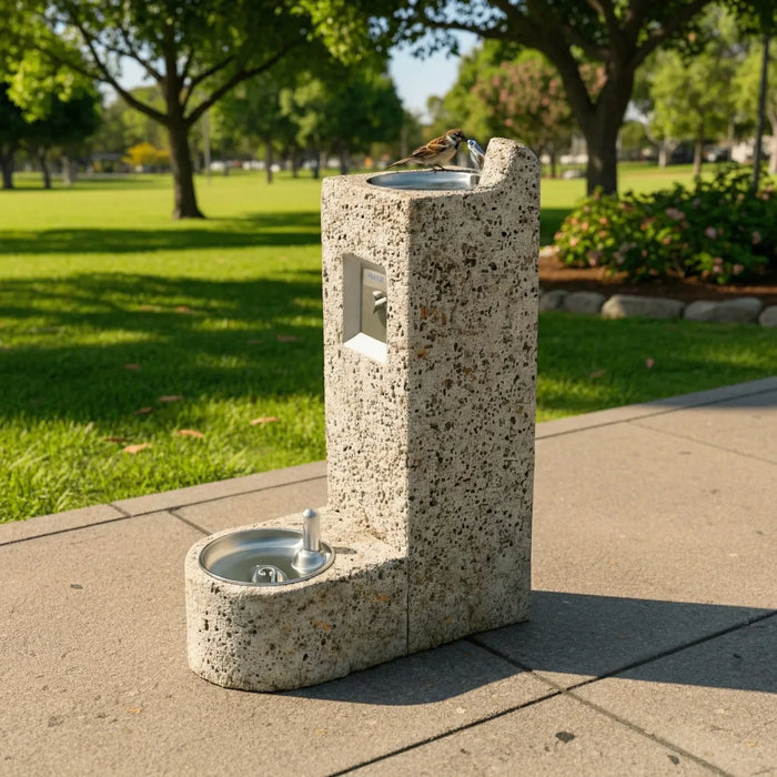 Stern-Williams SPF-3100-94 Single Square Concrete Public Drinking Fountain – Pet Friendly - The Fountain Direct