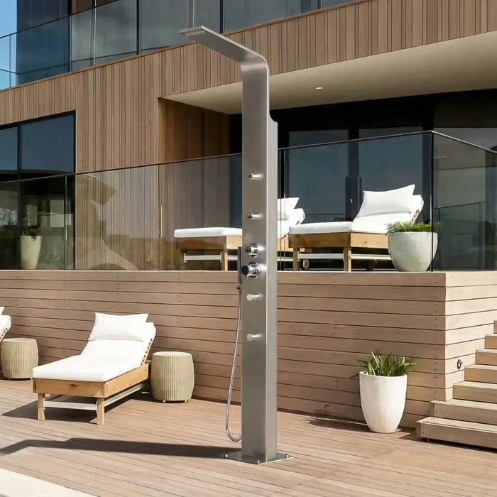 No Worries Showers Brighton Silver 316L Stainless Steel Marine Grade Outdoor Massage Shower