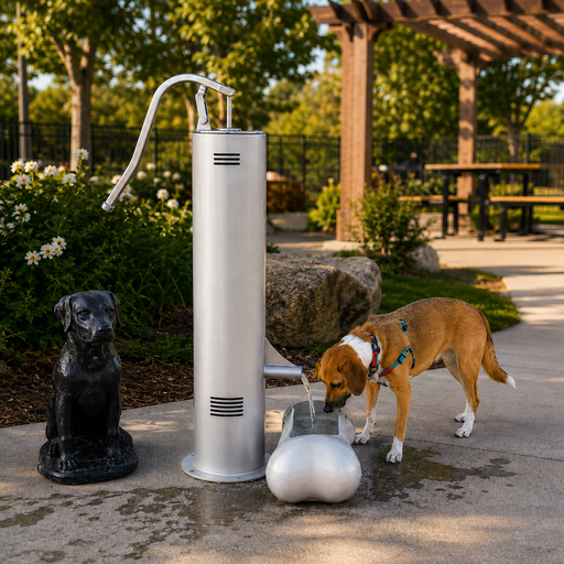 Cool Dog Fresh Flow Outdoor Dog Water Fountain with Easy Flow lever, surface-mount detail