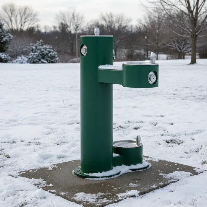 Elkay LK4420DBFRK Outdoor Bi-Level Drinking Fountain For Parks with Pet Station & ADA Compliant – Freeze-Resistant - The Fountain Direct