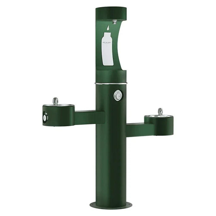 Elkay LK4430BF1UEVG Outdoor ezH2O Tri-Level Pedestal Bottle Filler and Drinking Fountain For Parks - The Fountain Direct