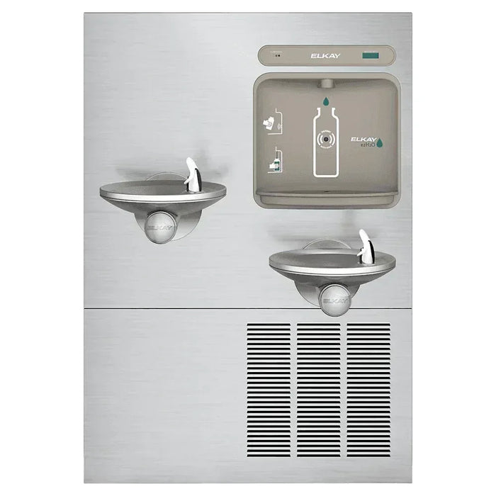 Elkay LZWS-LRPBM28K Stainless Steel Bi-Level Drinking Fountain with Bottle Filling Station – Filtered – Refrigerated - The Fountain Direct