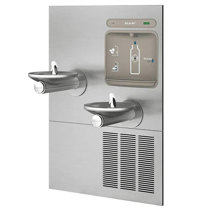 Elkay LZWS-LRPBM28K Stainless Steel Bi-Level Drinking Fountain with Bottle Filling Station – Filtered – Refrigerated - The Fountain Direct