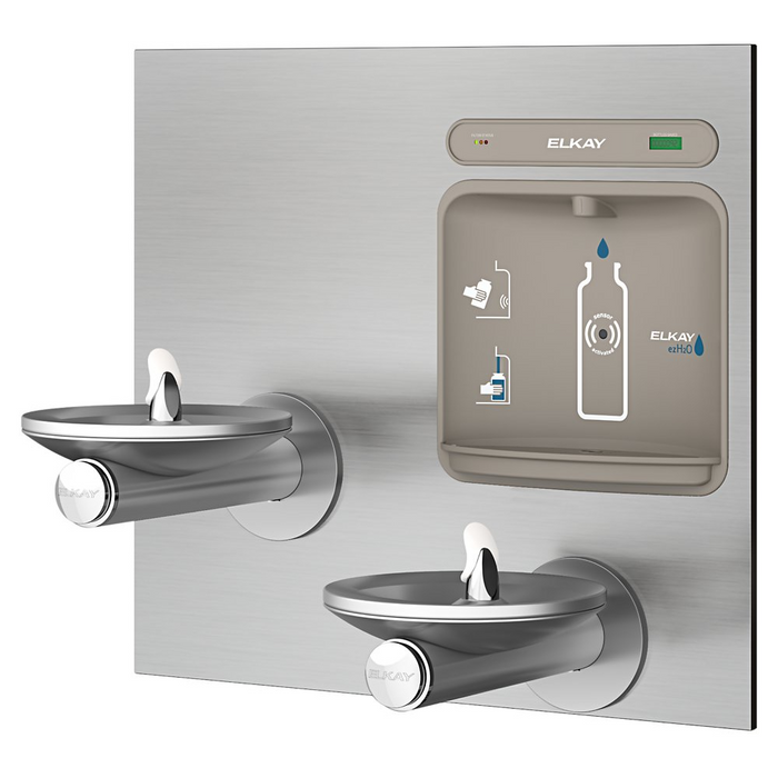 Elkay LZWS-EDFPBM117K Stainless Steel Bi-Level Water Drinking Fountain with Bottle Filling Station – Filtered – Non-Refrigerated – Indoor Use