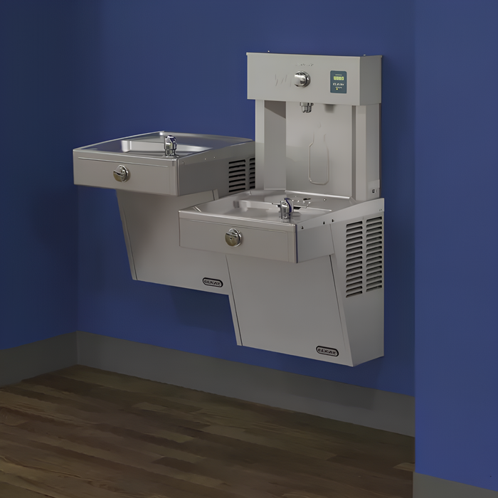 Elkay LVRCTL8WSK SwirlFlo Bottle Filling Station & Bi-Level Drinking Fountain – Filtered, Vandal-Resistant, Wall-Mounted Water Cooler