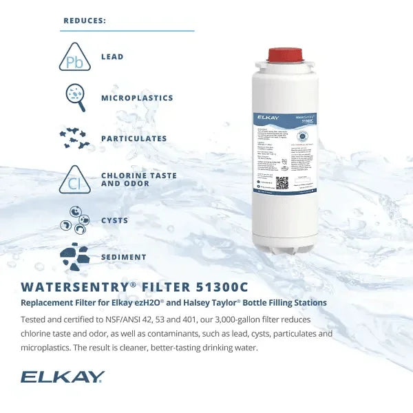 Elkay 51300C-3PK WaterSentry® Lead + Microplastics NSF/ANSI Certified Filter (3-Pack) (Bottle Fillers) - The Fountain Direct 