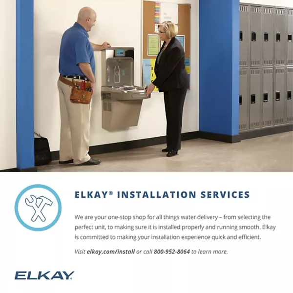 Elkay LZWSGRNM8K Stainless Steel ezH2O In-Wall Bottle Filling Station with Mounting Frame – Filtered – Refrigerated – Indoor Use