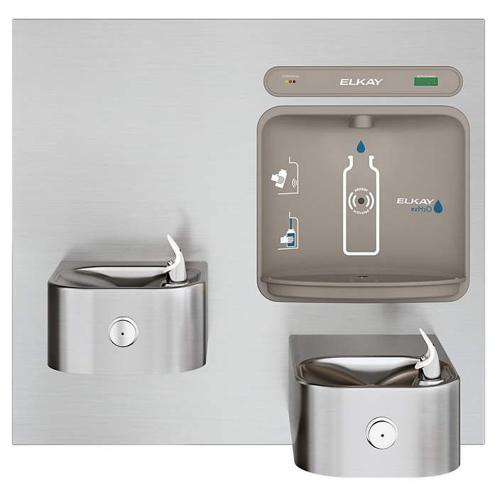 Elkay LZWS-EDFP217K Stainless Steel ezH2O In-Wall Drinking Fountain with Bottle Filler – Filtered – Non-Refrigerated – Indoor