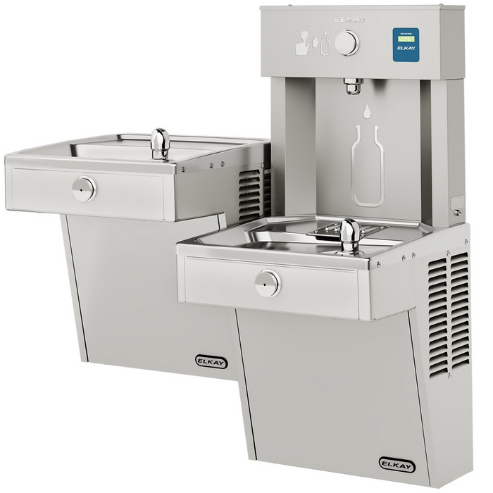 Elkay VRCTLDDWSK Stainless Steel ezH2O Vandal-Resistant Bottle Filler with Bi-Level Cooler – Non-Filtered – Non-Refrigerated – ADA – Indoor/Outdoor
