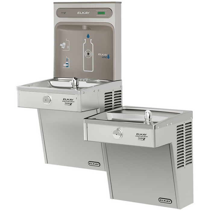 Elkay VRCGRNTL8WSK Stainless Steel Vandal-Resistant Bottle Filling Station with Bi-Level Cooler – Non-Filtered – Refrigerated – ADA – Indoor