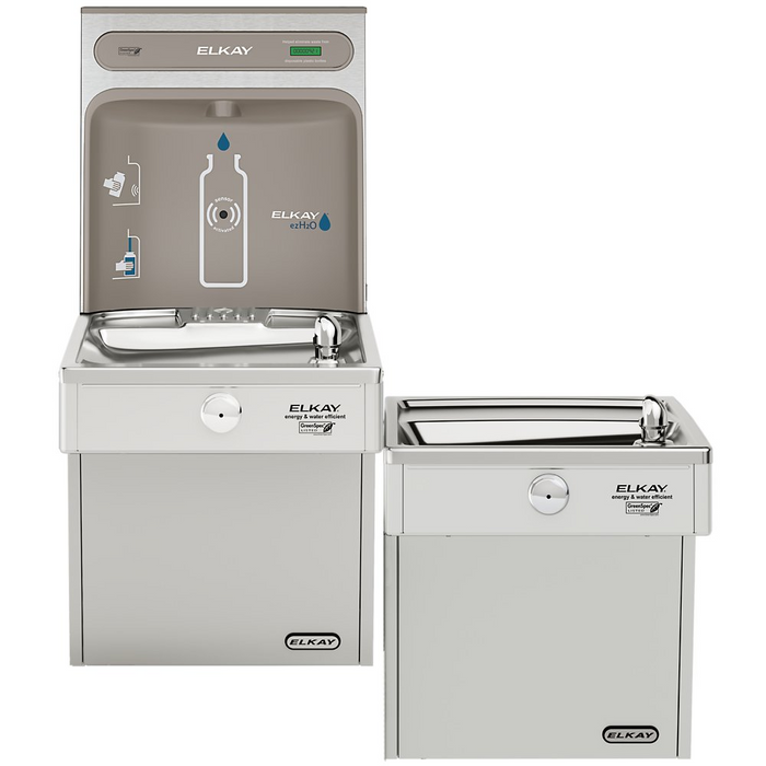 Elkay VRCGRNTL8WSK Stainless Steel Vandal-Resistant Bottle Filling Station with Bi-Level Cooler – Non-Filtered – Refrigerated – ADA – Indoor