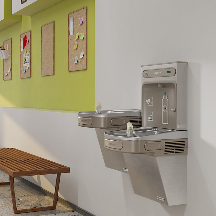 Elkay LZSTLG8WSSK Stainless Steel ezH2O Bottle Filling Station with Versatile Bi-Level ADA Cooler – Filtered – Refrigerated – Indoor