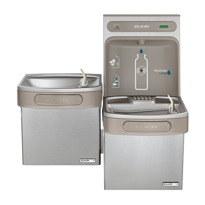 Elkay LZSTLG8WSSK Stainless Steel ezH2O Bottle Filling Station with Versatile Bi-Level ADA Cooler – Filtered – Refrigerated – Indoor