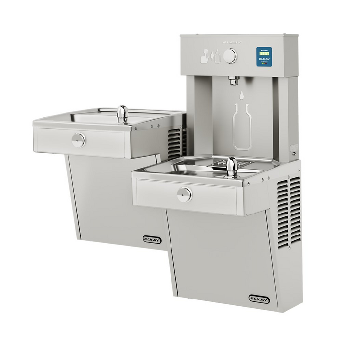 Elkay LVRCTL8WSK SwirlFlo Bottle Filling Station & Bi-Level Drinking Fountain – Filtered, Vandal-Resistant, Wall-Mounted Water Cooler