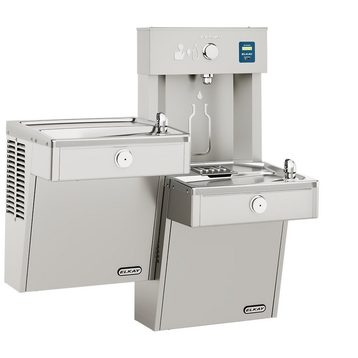 Elkay LVRCTL8WSK SwirlFlo Bottle Filling Station & Bi-Level Drinking Fountain – Filtered, Vandal-Resistant, Wall-Mounted Water Cooler